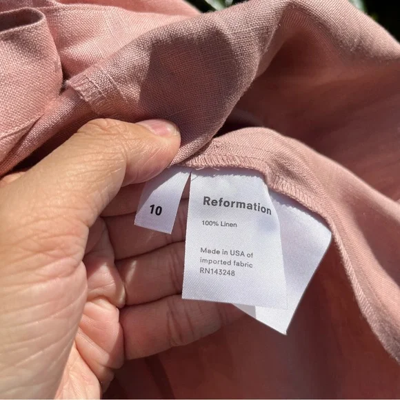 REFORMATION Francis dusty rose pink linen sleeveless button down up midi dress - Picture 10 of 10